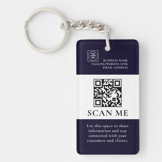 QR-code scan zakelijk logo promotie sleutelhangers (Voorkant)