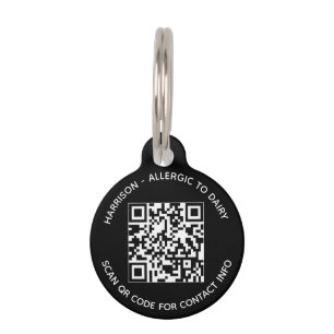 QR-code scanable contactloze info aangepaste tekst Huisdierpenning