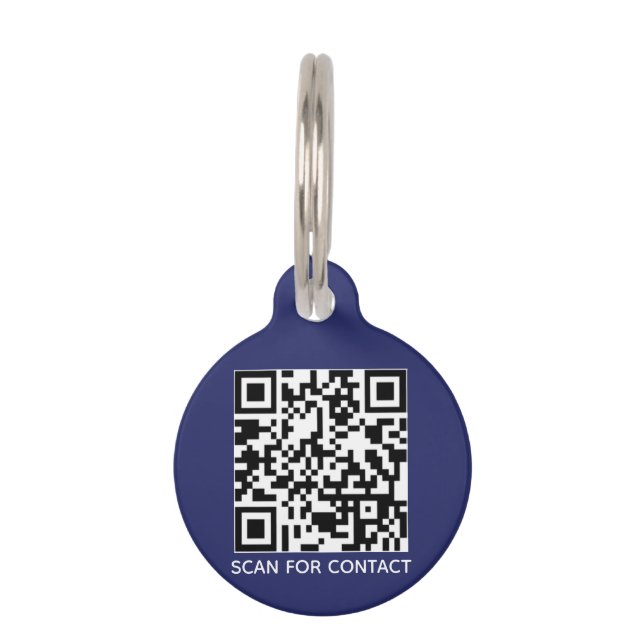 QR-code scanable contactloze info dog navy Huisdierpenning (Voorkant)