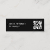 QR Code | scanbaar Modern Stijlvol Trendy Zwart Mini Visitekaartje (Voorkant)