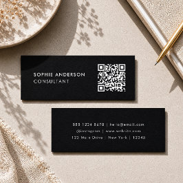 QR Code | scanbaar Modern Stijlvol Trendy Zwart Mini Visitekaartje
