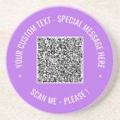 QR-code Scaninfo Aangepaste tekst en kleuren Coste Zandsteen Onderzetter (Voorkant)