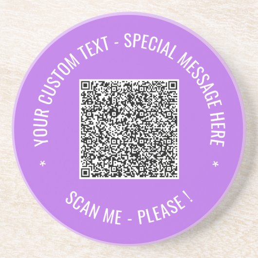 QR-code Scaninfo Aangepaste tekst en kleuren Coste Zandsteen Onderzetter (Voorkant)