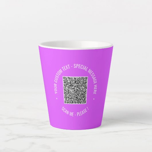 QR-code scaninfo aangepaste tekst en kleuren Latte Mok (Voorkant)