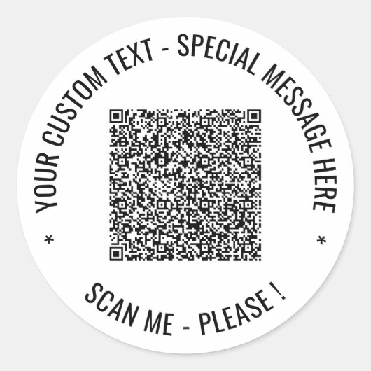 QR-code scaninfo aangepaste tekst en kleuren stick Ronde Sticker (Voorkant)