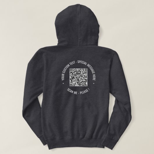 QR Code Scaninfo Aangepaste tekst Hoodie (Design achterkant)