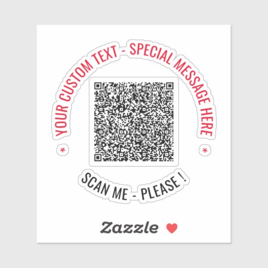 QR-code scaninfo aangepaste tekst sticker sjabloon (Vel)