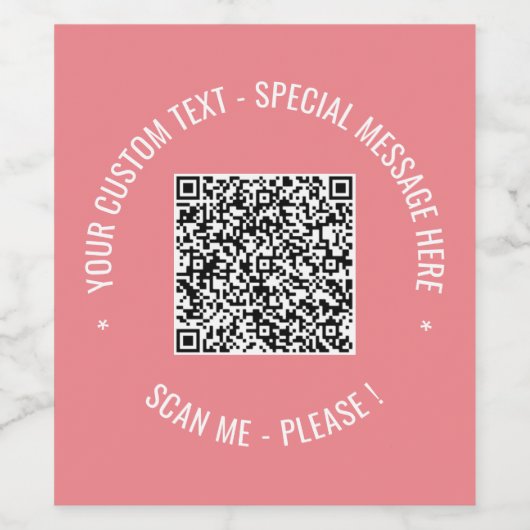 QR-code scaninfo aangepaste tekstkleuren gepersona Wijn Etiket (Enkel label)