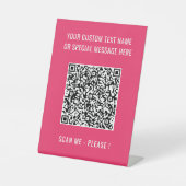 QR-code Scaninfo en Aangepaste voettekst Reclamebord Met Voetstuk (Voorkant)