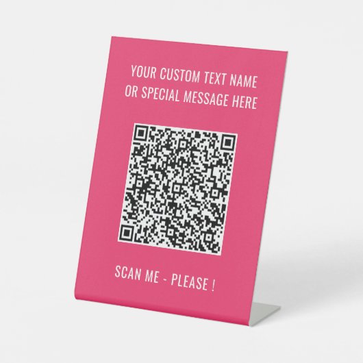 QR-code Scaninfo en Aangepaste voettekst Reclamebord Met Voetstuk (Voorkant)