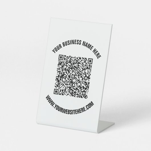 QR-code Scaninfo en Aangepaste voettekst Reclamebord Met Voetstuk (Voorkant)