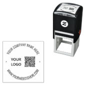 QR-code scaninfo logo aangepaste tekst ronde stemp Zelfinktende Stempel (In situ)