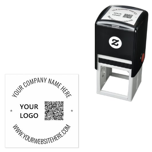 QR-code scaninfo logo aangepaste tekst ronde stemp Zelfinktende Stempel (In situ)