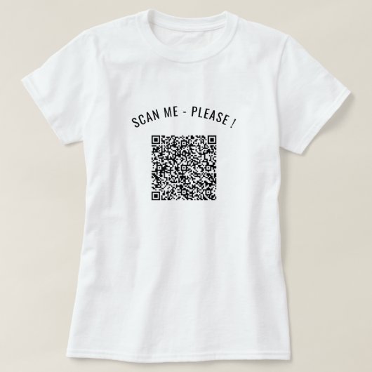 QR-code Scaninfo Tekst gepersonaliseerd Funny T-Sh T-shirt (Design voorkant)