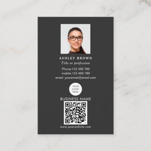 Qr code scannable barcode moderne logo foto visitekaartje (Voorkant)