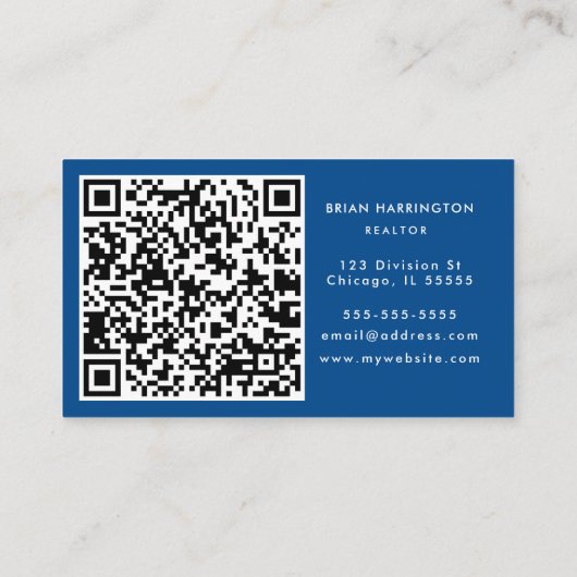 QR Code Scannable Blue Waterverf Coastal Trendy Visitekaartje (Achterkant)