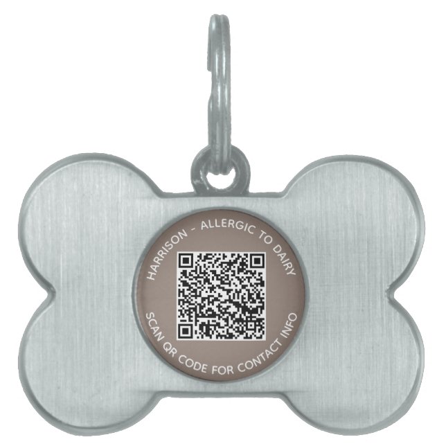 QR Code scannable contact Info aangepaste tekst Gr Huisdieren Naamplaatje (voorkant)