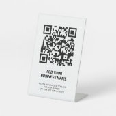 QR-code Scannable Contact less Business Reclamebord Met Voetstuk (Voorkant)