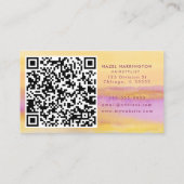 QR Code Scannable Kleurrijke Geel Roze Waterverf Visitekaartje (Achterkant)