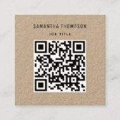QR-code scannable Modern Professional Rustic Kraft Vierkante Visitekaartje (Voorkant)