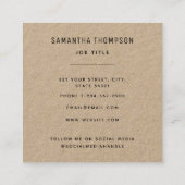 QR-code scannable Modern Professional Rustic Kraft Vierkante Visitekaartje (Achterkant)