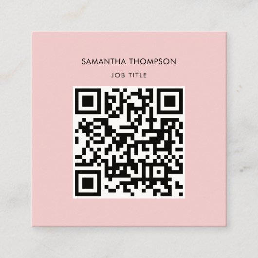 QR-code scannable Moderne Professional Blush Pink Vierkante Visitekaartje (Voorkant)