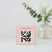 QR-code scannable Moderne Professional Blush Pink Vierkante Visitekaartje (Staand voorkant)
