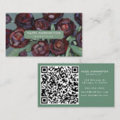 QR Code Scannable Moody Abstract Flowers Art Visitekaartje (Voorkant / Achterkant)