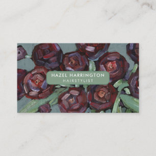 QR Code Scannable Moody Abstract Flowers Art Visitekaartje