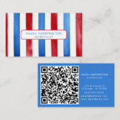 QR Code Scannable Patriottische Waterverf 4 juli Visitekaartje (Voorkant / Achterkant)
