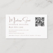 QR Code Scannable Professioneel Monogram Modern Visitekaartje (Achterkant)