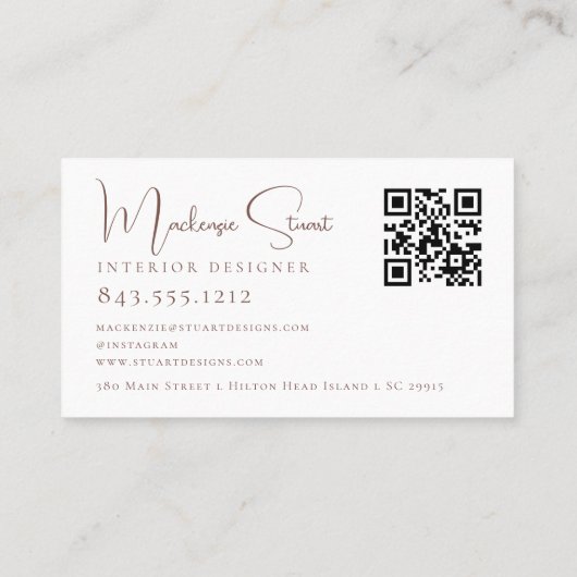 QR Code Scannable Professioneel Monogram Modern Visitekaartje (Achterkant)