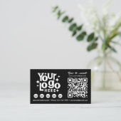 QR Code Scannable Social Media Black Business Logo Visitekaartje (Staand voorkant)