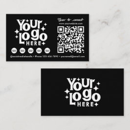 QR Code Scannable Social Media Black Business Logo Visitekaartje