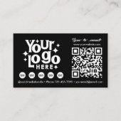 QR Code Scannable Social Media Black Business Logo Visitekaartje (Voorkant)
