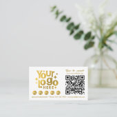QR Code Scannable Social Media Gold Business Logo Visitekaartje (Staand voorkant)