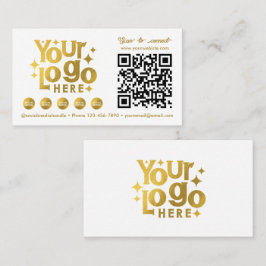 QR Code Scannable Social Media Gold Business Logo Visitekaartje