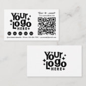 QR Code Scannable Social Media White Business Logo Visitekaartje (Voorkant / Achterkant)