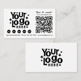QR Code Scannable Social Media White Business Logo Visitekaartje