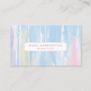 QR Code Scannable Soft Pastels Waterverf Salon Visitekaartje