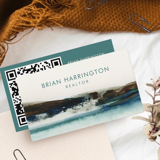 QR Code Scannable Waterverf Abstract Artistiek Visitekaartje