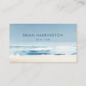QR Code Scannable Waterverf Coastal Blue Beach Visitekaartje (Voorkant)