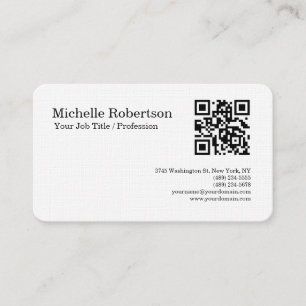 QR-code scannbaar linnen zwart wit minimalistisch Visitekaartje