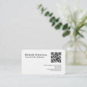 QR-code scannbaar linnen zwart wit minimalistisch Visitekaartje (Staand voorkant)