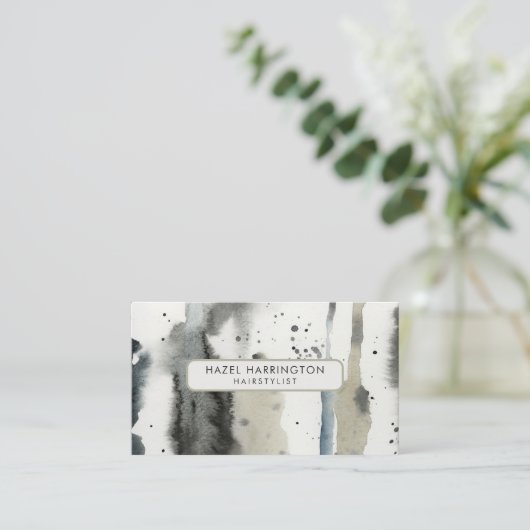 QR-code scannbare Abstracte neutrale Waterverf Art Visitekaartje (Staand voorkant)