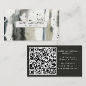 QR-code scannbare Abstracte neutrale Waterverf Art Visitekaartje (Voorkant / Achterkant)