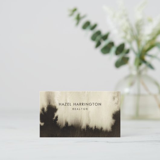 QR-code scannbare Dark Moody Abstracte Waterverf Visitekaartje (Staand voorkant)