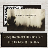 QR-code scannbare Dark Moody Abstracte Waterverf Visitekaartje