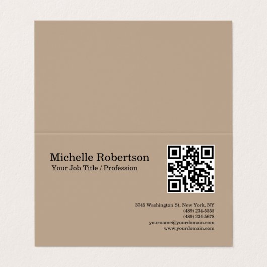 QR-code scannbare minimalistische  gegevens Visitekaartje (Buitenkant ongevouwen)