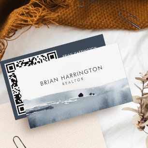 QR-code scannbare minimalistische soft grey Waterv Visitekaartje